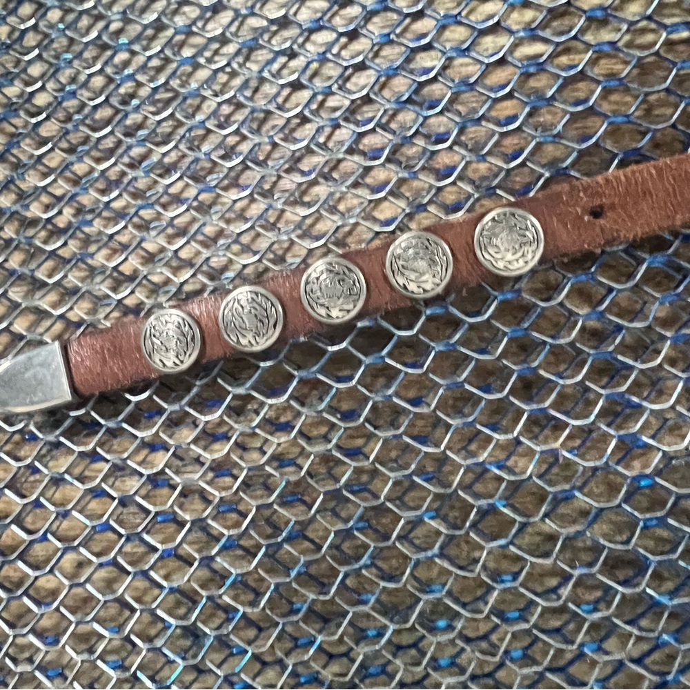 Vintage leather and silver belt